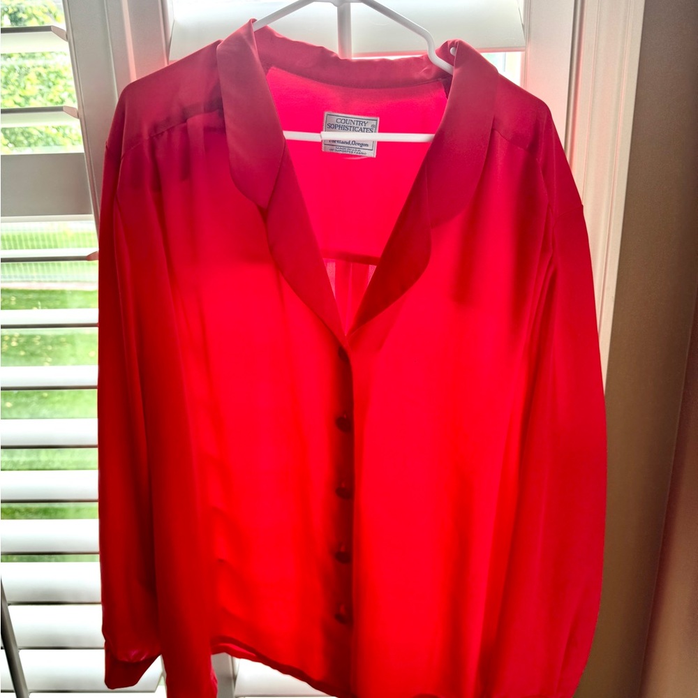 Vintage Pendleton Country Sophisticates Red ButtonUp Blouse Women’s 24W USA Made